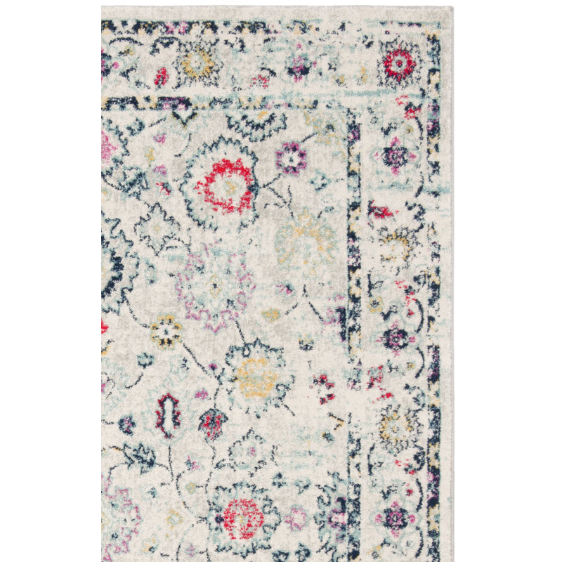 Christa Oriental Light Gray/Fuchsia Area Rug, Rectangle 3' x 5'