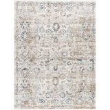 Linklater Floral Machine Woven Polyester Area Rug in Gray