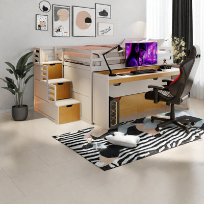 Lits multifonctionnels avec rangement, lit mezzanine moderne en bois aggloméré pour la maison