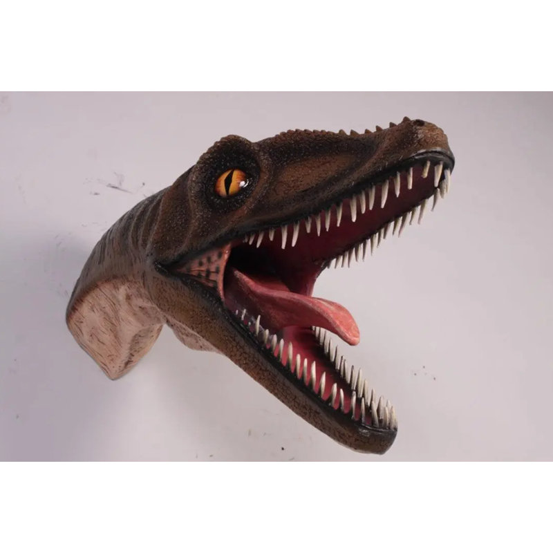 Statue de velociraptor tête de dinosaure grandeur nature