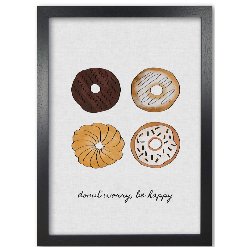 Donut Worry - Print, Black Grain Frame, 30 cm H x 21 cm W x 5 cm D