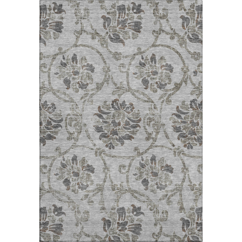 Premium Machine Washable Prisco Gray Rug, Rectangle 10' x 14'