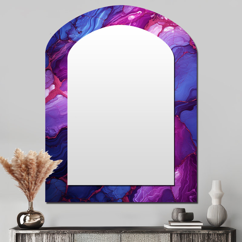 Miroir mural arqué bleu et mauve, 43 po x 33 po