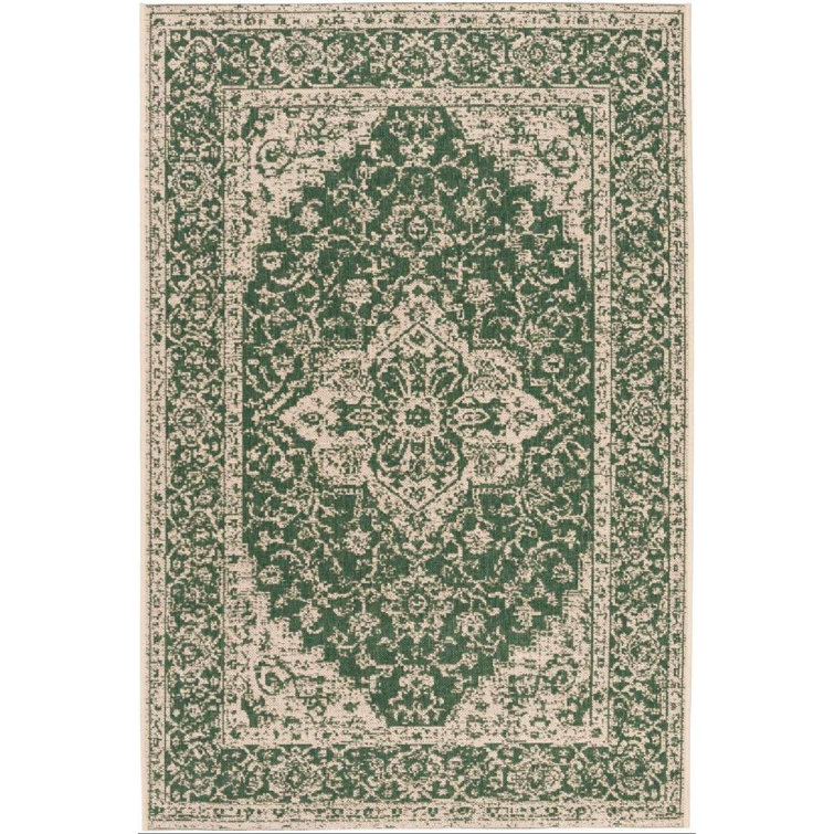 Danya Oriental Green/Cream Indoor/Outdoor Area Rug