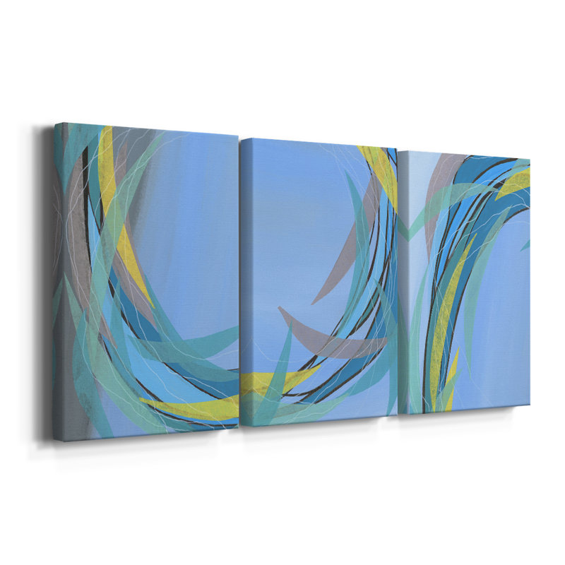 Circulating Flow I  -Custom Wrapped Gallery Canvas - 3 Pieces, 18" H x 36" W