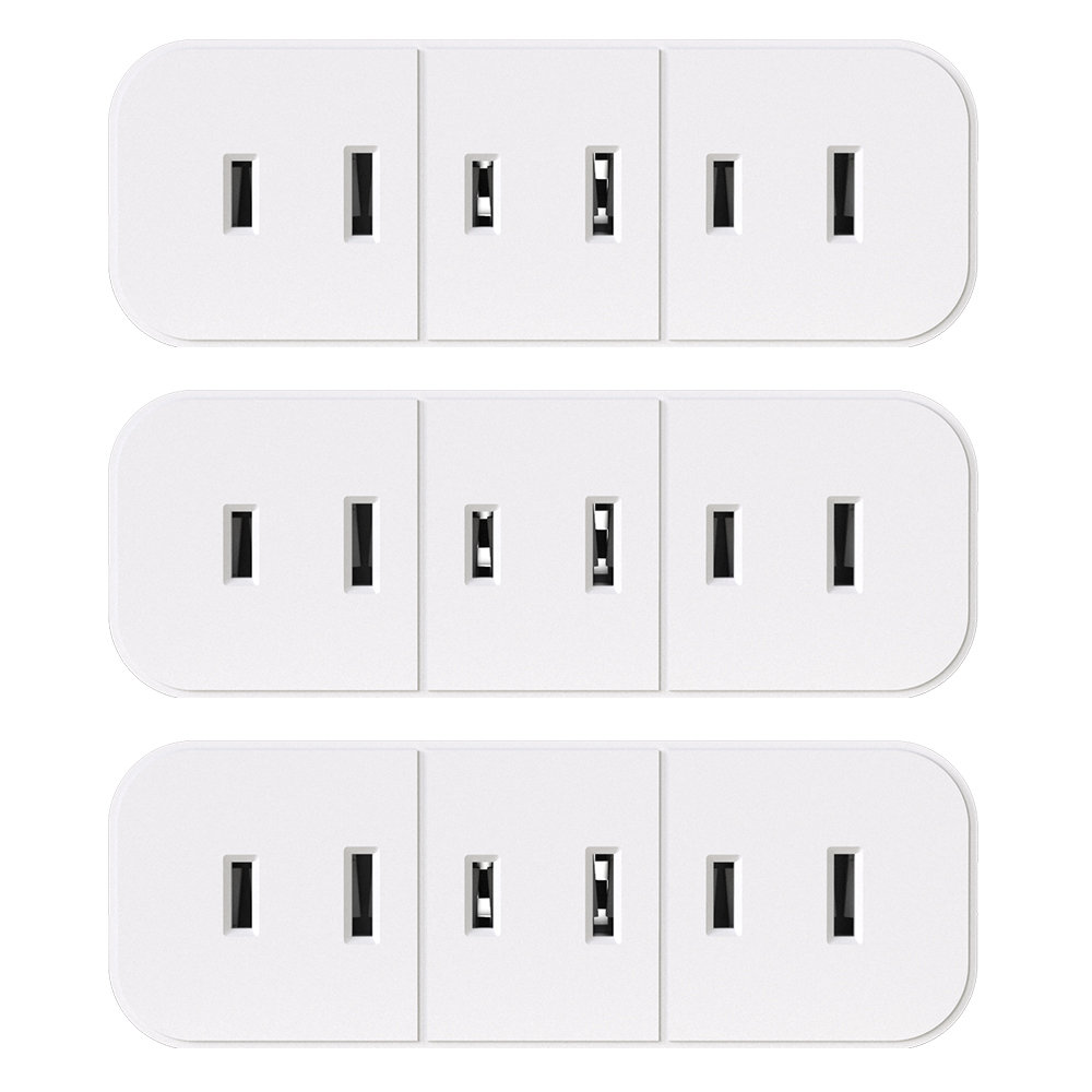 ELEGRP 2 Prong 3-Outlet Non-Grounded Triple Adapter Outlet,White （3 ...