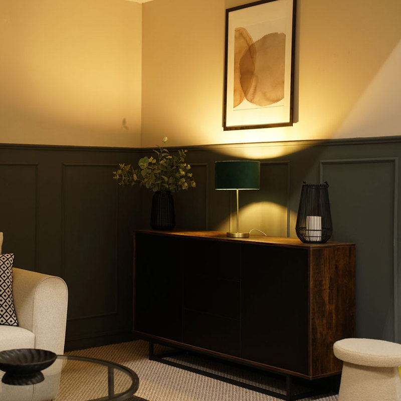 Dadiva Brushed Chrome Stem Table Lamp with Grey Velvet Reni Shade, Gold, Yes, Forest Green