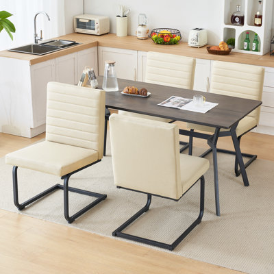 19" H Mid-Century Modern Armless High Back Side Chair Faux Leather Upholstered Dining chairs