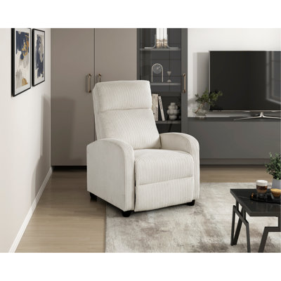 Fauteuil inclinable moderne en velours côtelé beige moelleux confort