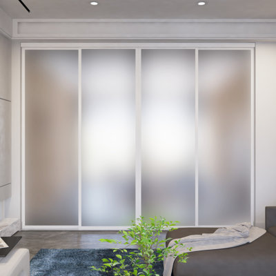 4 Panel Frosted Glass Room Dividers - Sliding Doors - Closet Doors