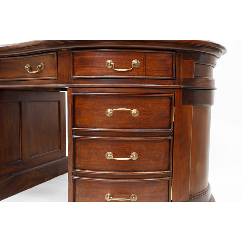 Bureau double caisson Kidney, Brun foncé