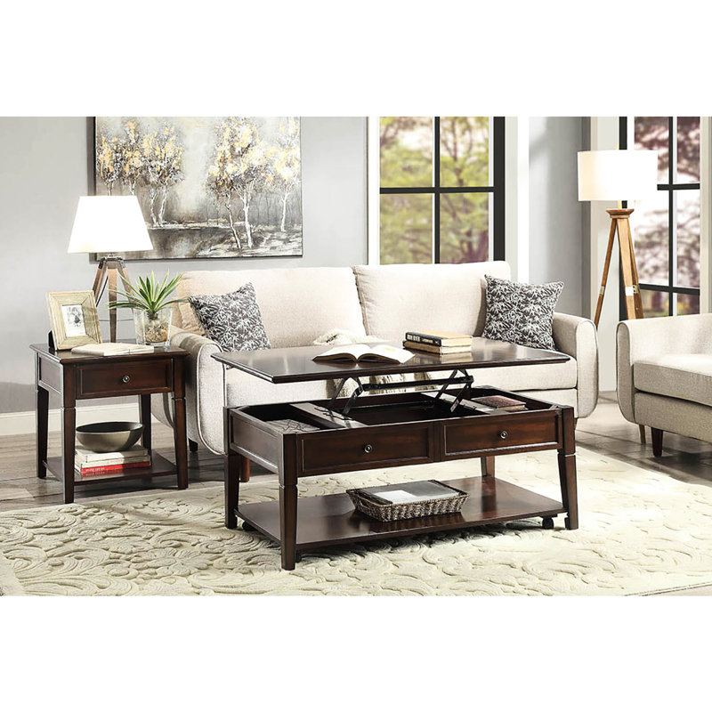 Table de bout classique en noyer avec des solutions pour organiser le rangement