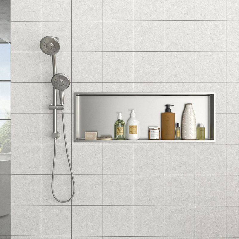 Stainless Steel Shower Niche, Brushed Nickel, 3.94" H x 37" W x 13" D, Brushed Nickel