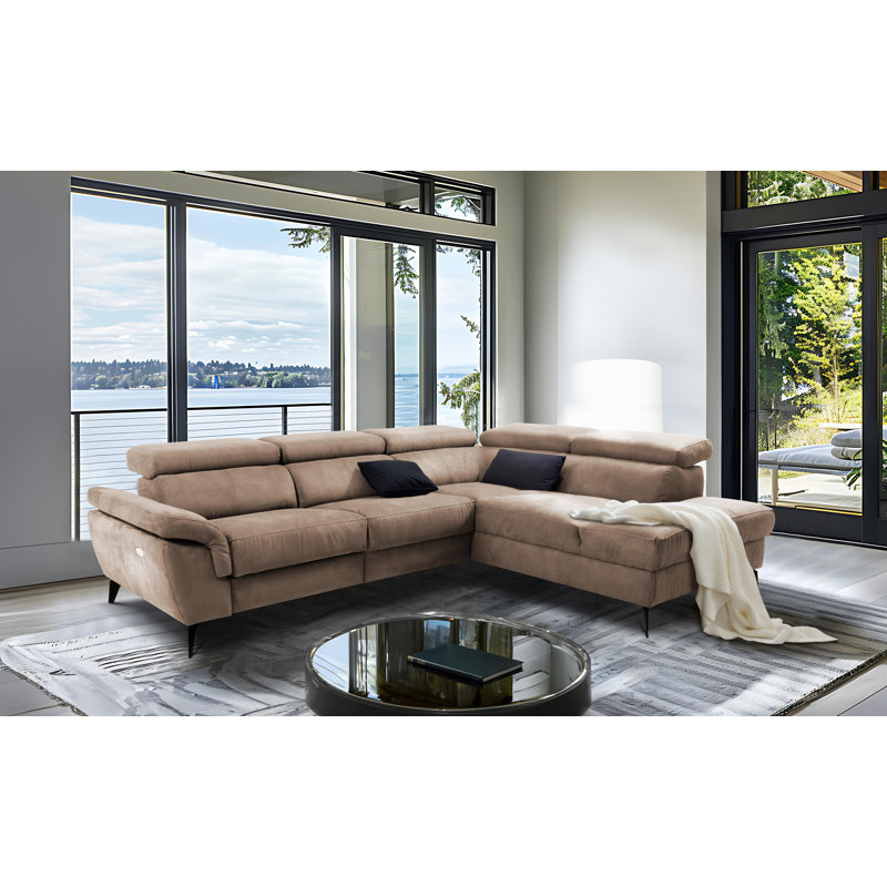 Mirano Imitating Leather Fabric Electric Reclining Corner Sectional, Right Hand Facing, Brown