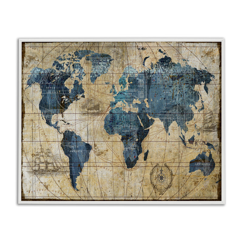 Carte du monde abstraite par Art Licensing Studio - impression, H 11 po x l 14 po x P 1,5 po