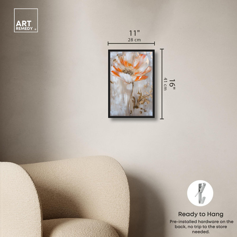 Toile «Ochre Whisper I» par Hokku Designs, Cadre noir, H 16 po x l 11 po