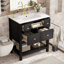 Ensemble de meuble-lavabo simple 30 po avec 5 tiroirs, ensemble de meuble-lavabo autoportant avec cadre en bois massif 30 po-1258188153