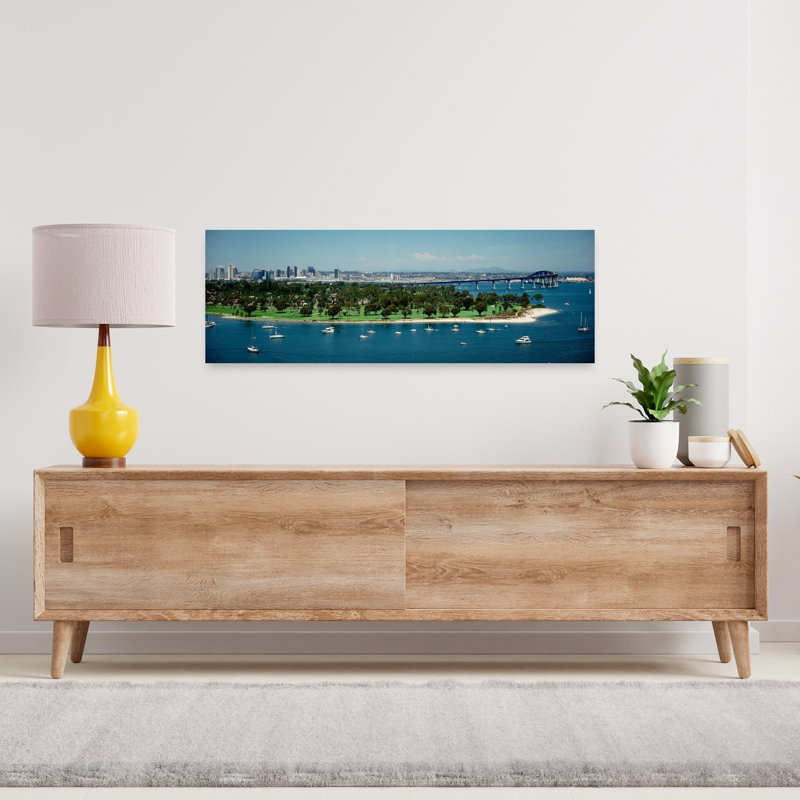 Bridge across a bay Coronado Bridge San Diego California USA 1 Piece Wrapped Canvas Panoramic Wall Art