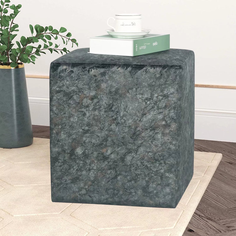 Solid + Manufactured Wood Accent Stool, Dark Grey
