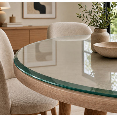 Glass Round Beveled Edge Table Top