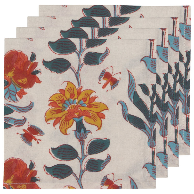 Pesha Cotton Floral Square Napkin