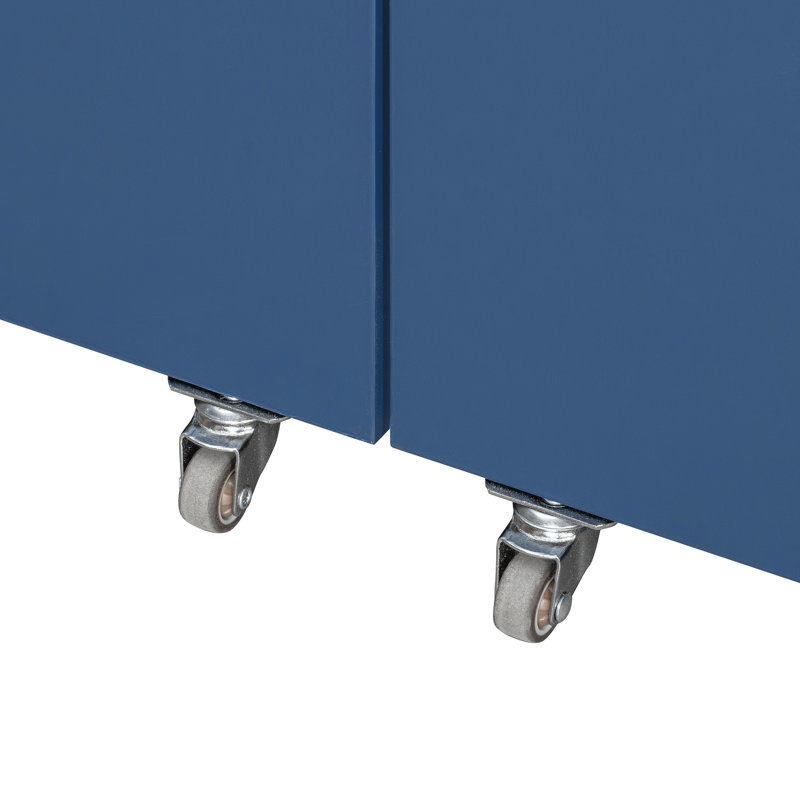 Garde-manger compact Topmax, buffet de 69 po de hauteur avec huche et poste de travail pliable, armoire de rangement multifonctionnelle avec tablette réglable et prise de courant pour la salle à manger, le salon, le bleu foncé, l'armoire