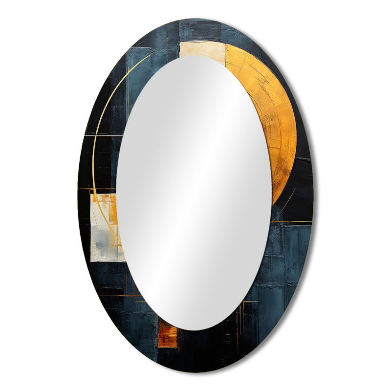 Décoration géométrique noire et dorée Arches I - miroir ovale doré, 36 po x 24 po