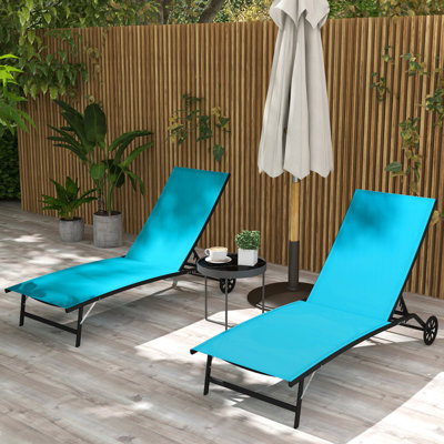 Méridienne de jardin avec roulettes et positions réglables pour améliorer l'expérience extérieure en patio, plage, piscine, positions de patio bleu, cour, piscine