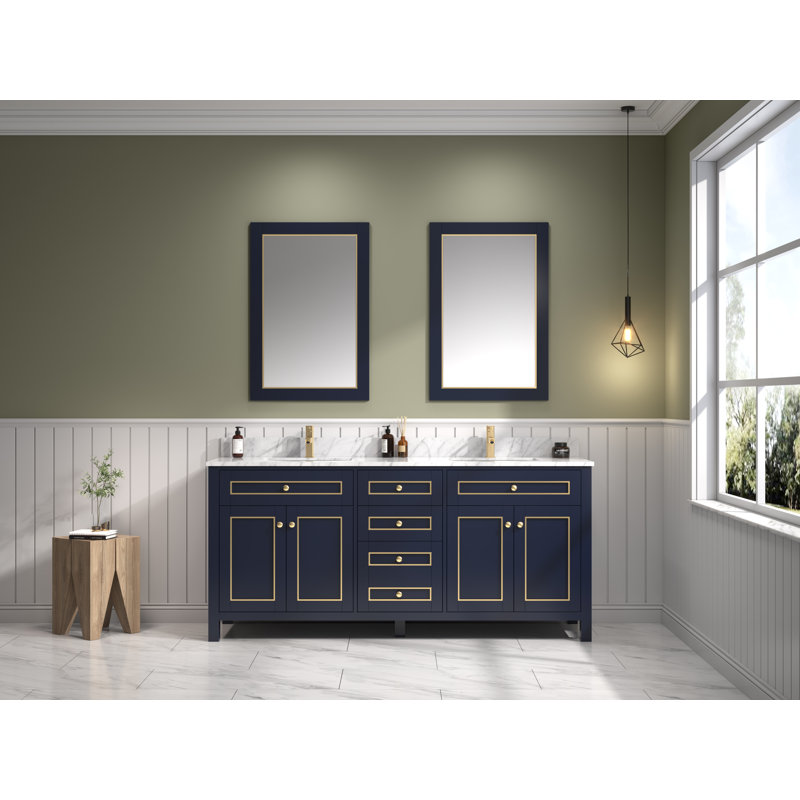 Ensemble de meuble-lavabo double 72 po Erskin, Bleu