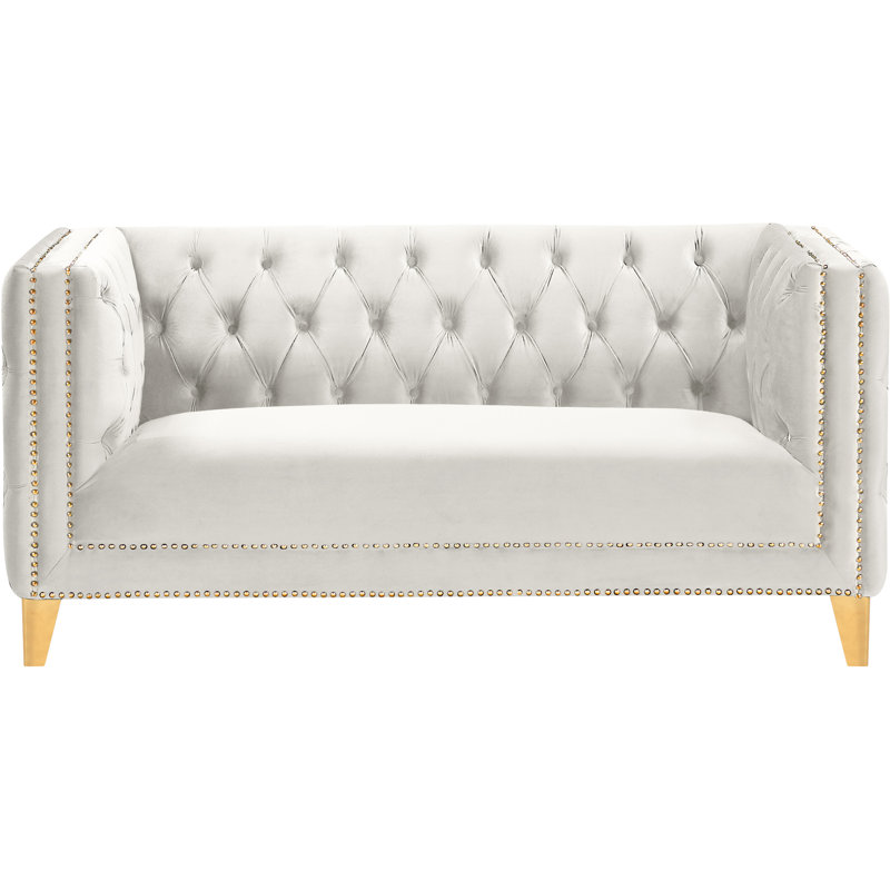 Sickels 66'' Velvet Loveseat, Cream Velvet