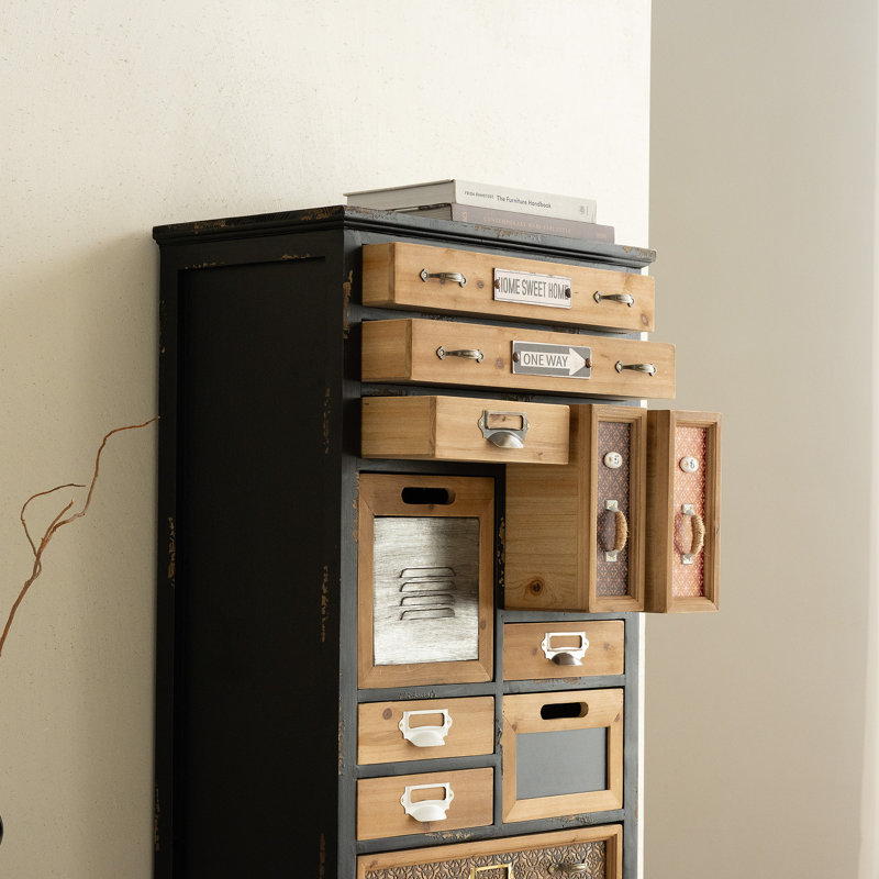 Tall Vintage Apothecary Cabinet Rustic Multi Drawer Storage for Entryway Bedroom or Living Room