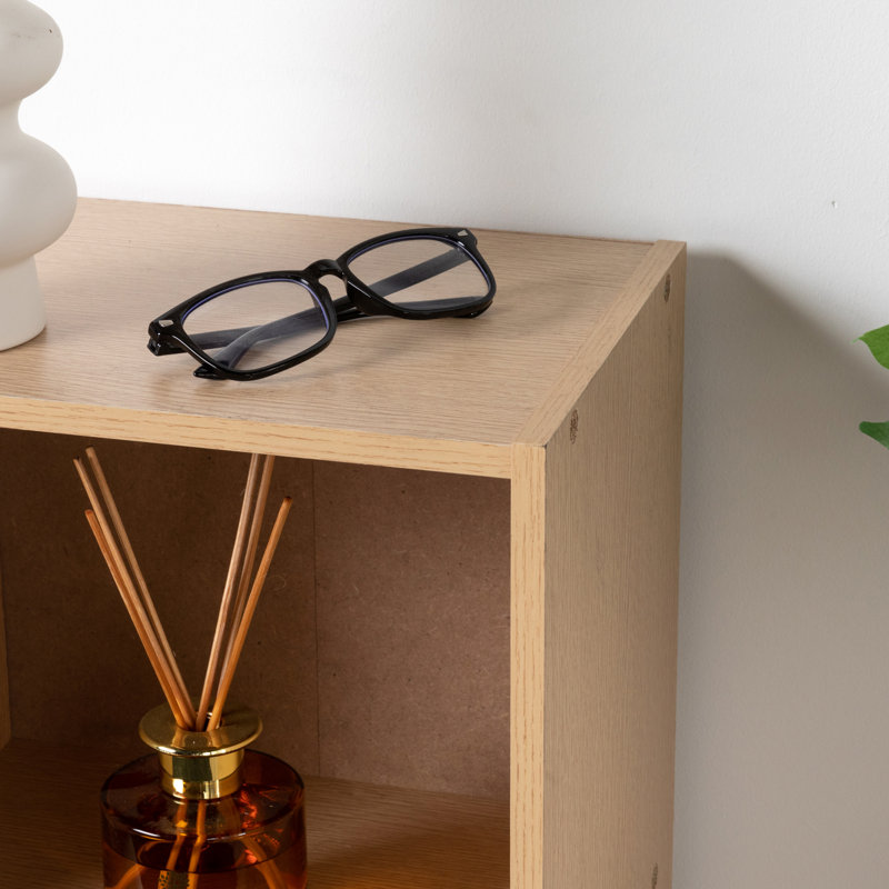3 Tier  Cube Bookcase Wooden Bookshelf, Brown