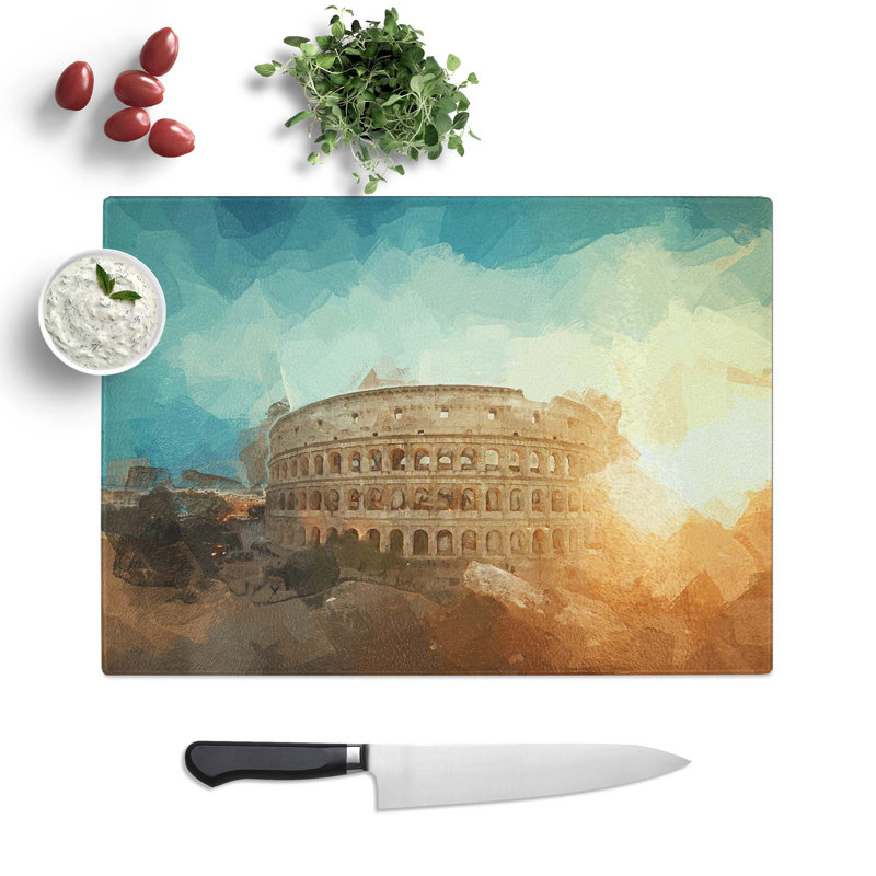 Tempered Glass The Colisium in Rome Italy in Abstract Chopping Board, 28.5 cm W x 20 cm L