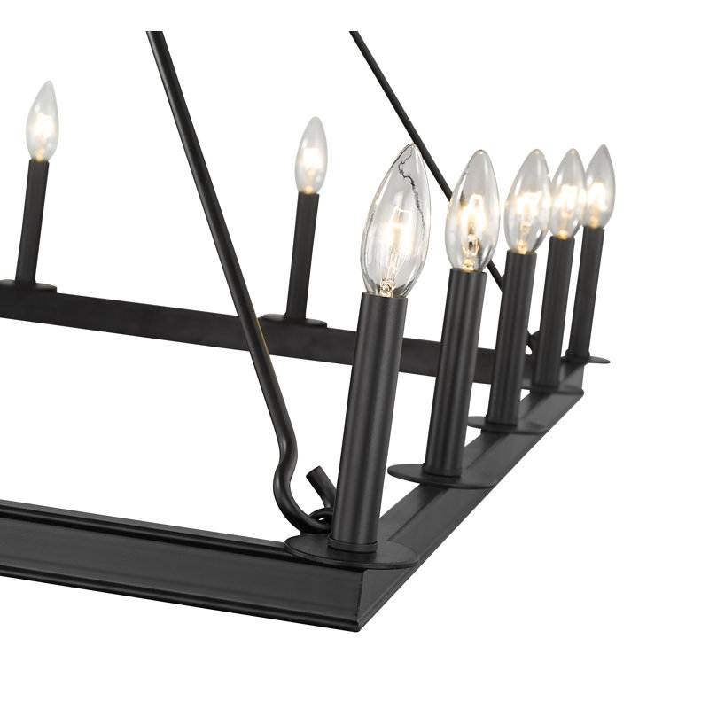 Lustre géométrique de style bougie à 16 lumières Jordan-Lee, Noir mat