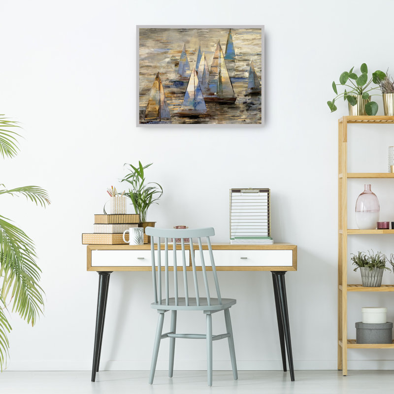 Impression sur toile, "Voile au crépuscule I" par Studio Arts, voiliers au crépuscule, H 43 po x l 57 po