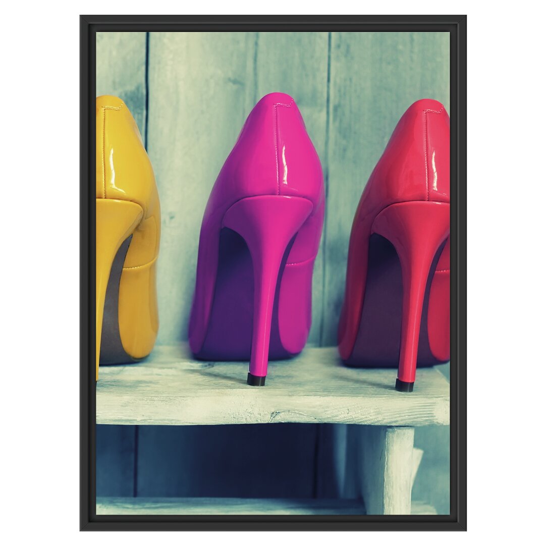 Gerahmtes Wandbild Bunte High Heels