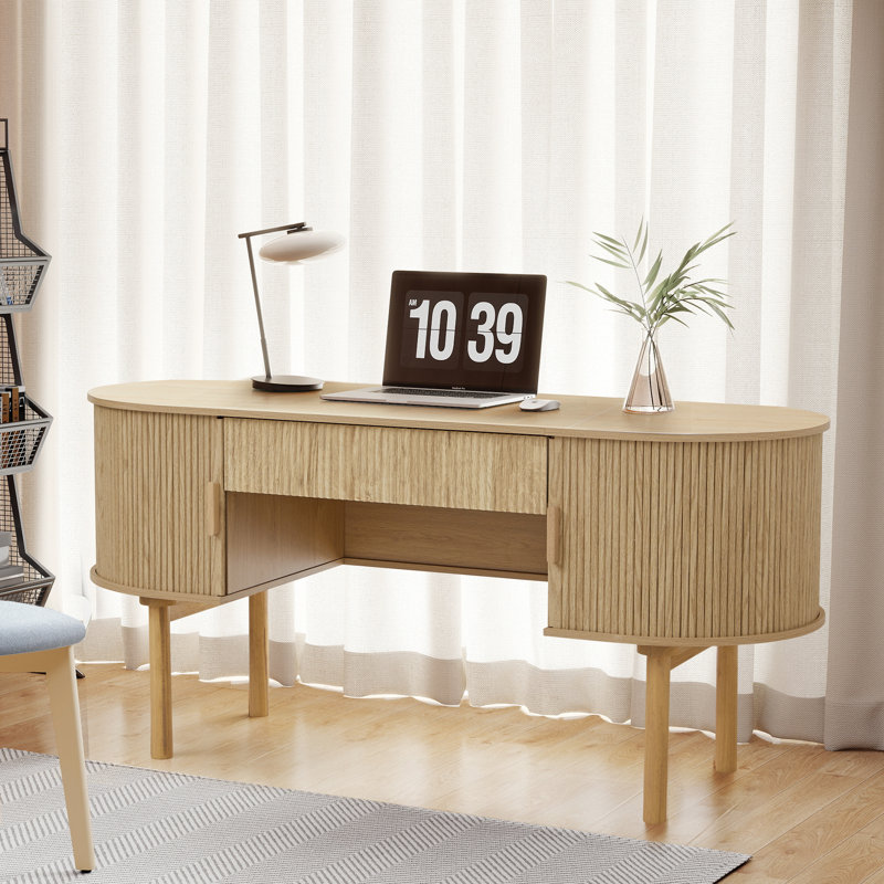 Computer Desk With Storage, Natural