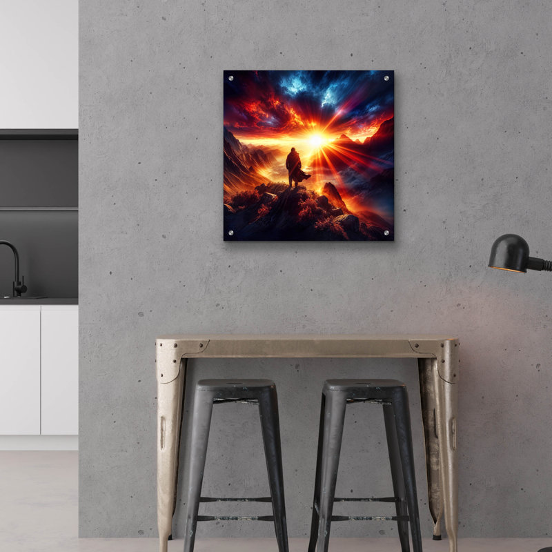  «Sunrise Hero» par Rey Klimt, art mural en verre acrylique, 24 po x 24 po, H 24 po x l 24 po