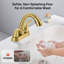 Robinet de lavabo de salle de bain à double poignée, entraxe de 10 cm, bec extractible et deux modes de fonctionnement, avec bonde escamotable.-134064859