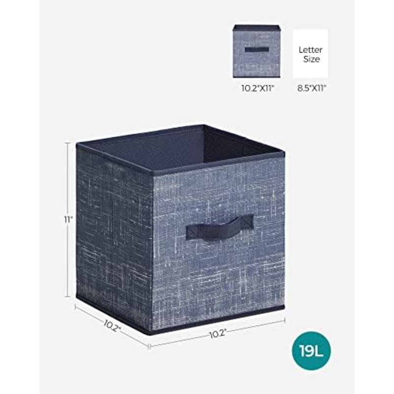 Storage Cubes, 11-Inch Non-Woven Fabric Bins With Double Handles, Set Of 6, Closet Organizers For Shelves, Foldable, For Clothes, Misty Blue