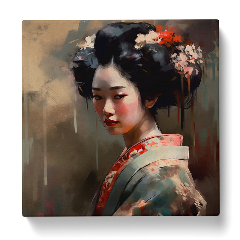 Geisha Post-Impressionism No.1 - No Frame Print, 35cm H x 35cm W x 3cm D