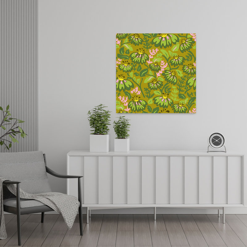 Art contemporain contemporain avec marguerite mousse, H 24 po x l 24 po