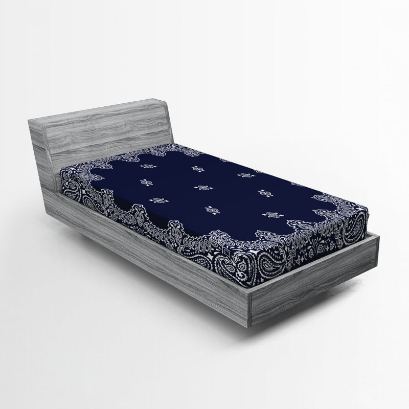 Microfiber Paisley Fitted Sheet, Twin Fitted Sheet, Blue Striped