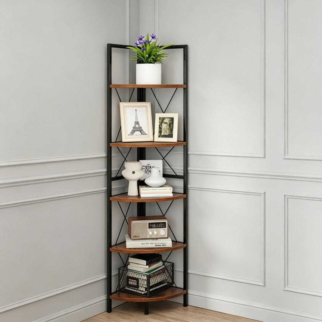 Corner Bookshelf with Metal Frame