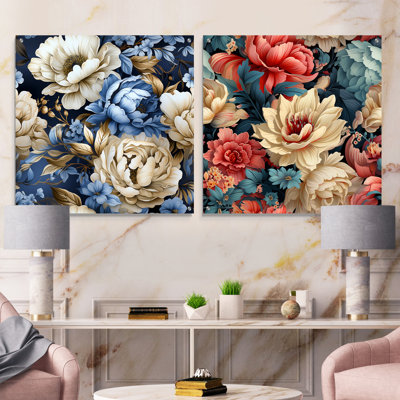 «Blue Vintage Whispers», ensemble de 2 art mural en verre acrylique
