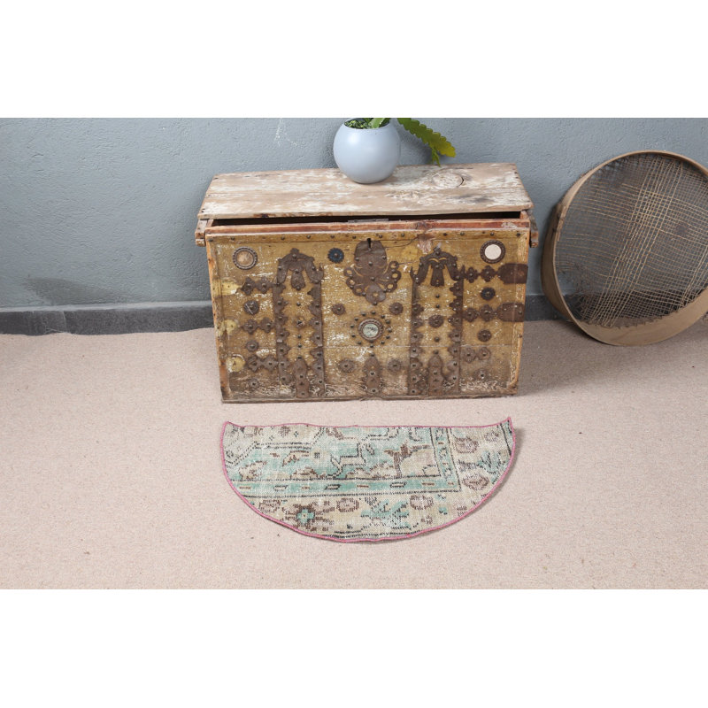 Discover This Round Turkish Small Vintage Oushak Rug in a Beautiful Brown Shade Ideal for Any Room