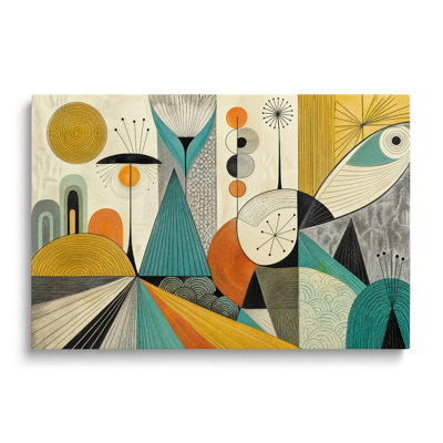 Tableau abstrait à l'huile multicolore sur toile, art mural géométrique moderne et contemporain du milieu du siècle pour salon, chambre et bureau à domicile