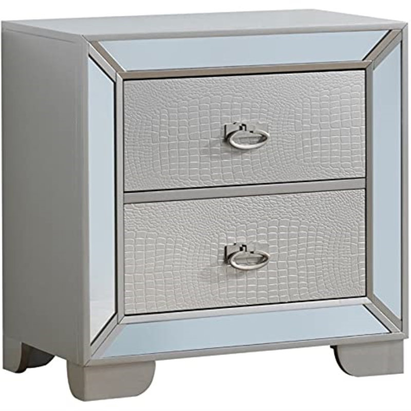 Philip Nightstand, Silver/Champagne