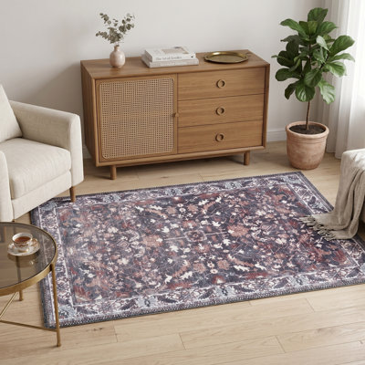 Zehorit Machine Washable Vintage Area Rug For Living Room, Hallway Runner, Entryway Rug