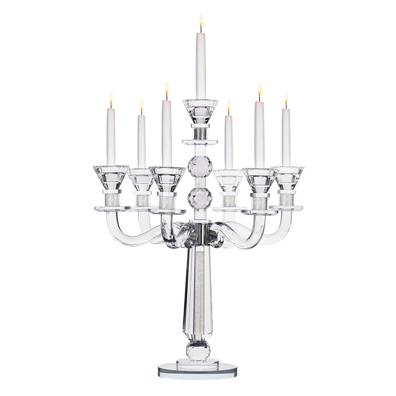Elegant Clear Crystal 7-Arm Candelabra with Round Base